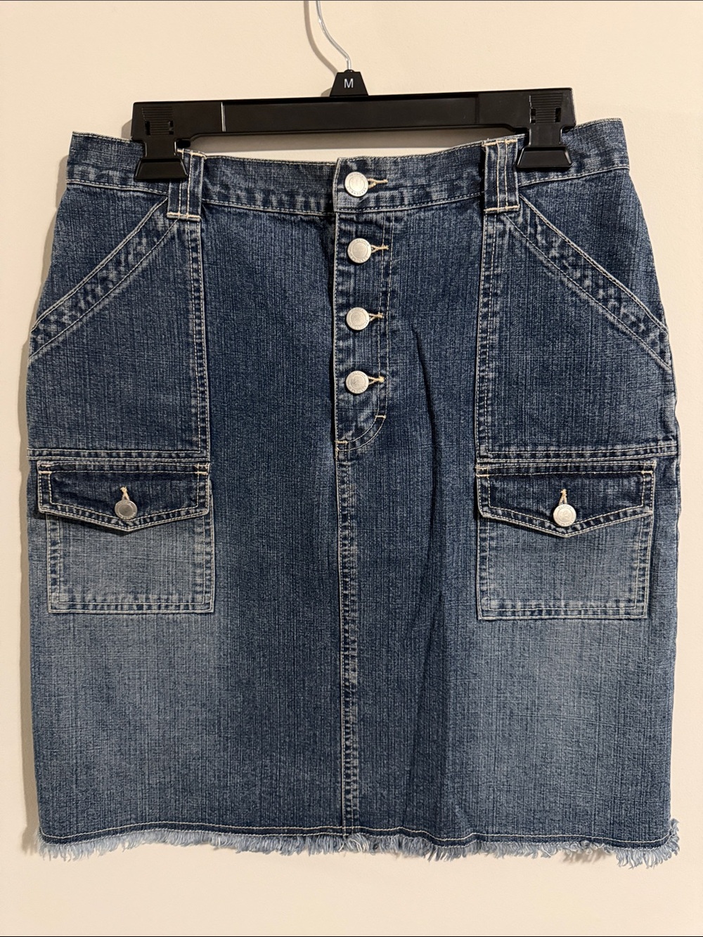 Gloria Vanderbilt Button-Front Denim Cargo Skirt Sz 8
